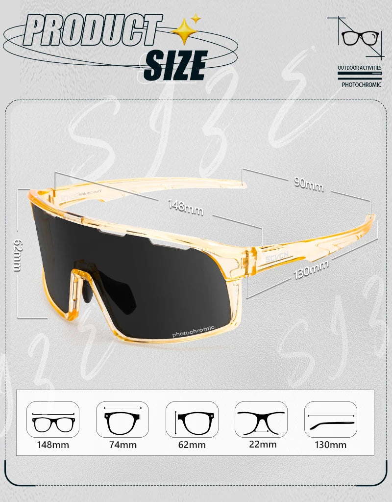 SCVCN Photochromic Cycling Sunglasses Cycling Glasses UV400 Bicycle Eyewear Sports MTB Outdoor Bike Goggles Sunglasses Eyepieces
