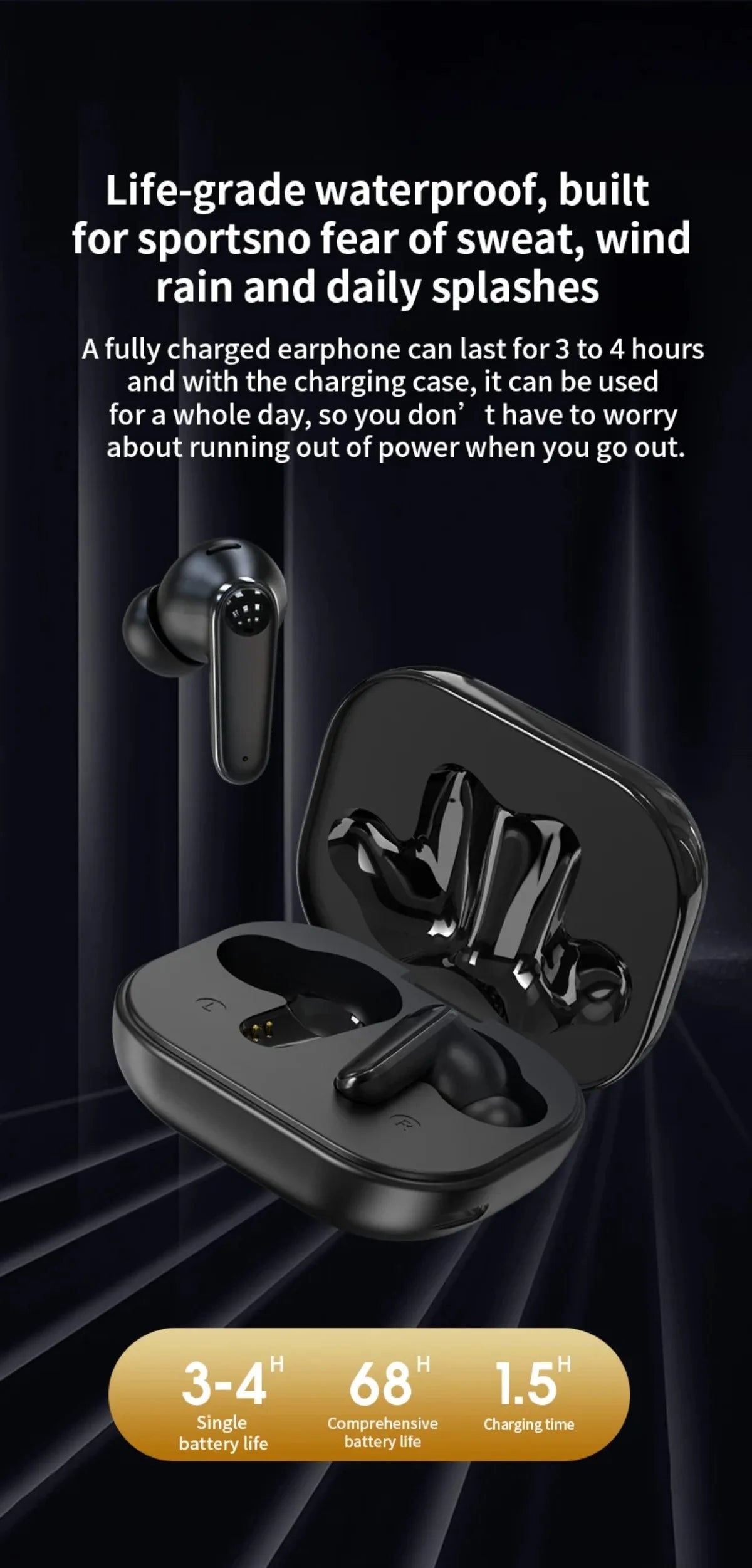 Smart Touch Control Translation Headphones Language Translator Bluetooth Wireless Earphone Noise Cancelling Music Sports Earbuds