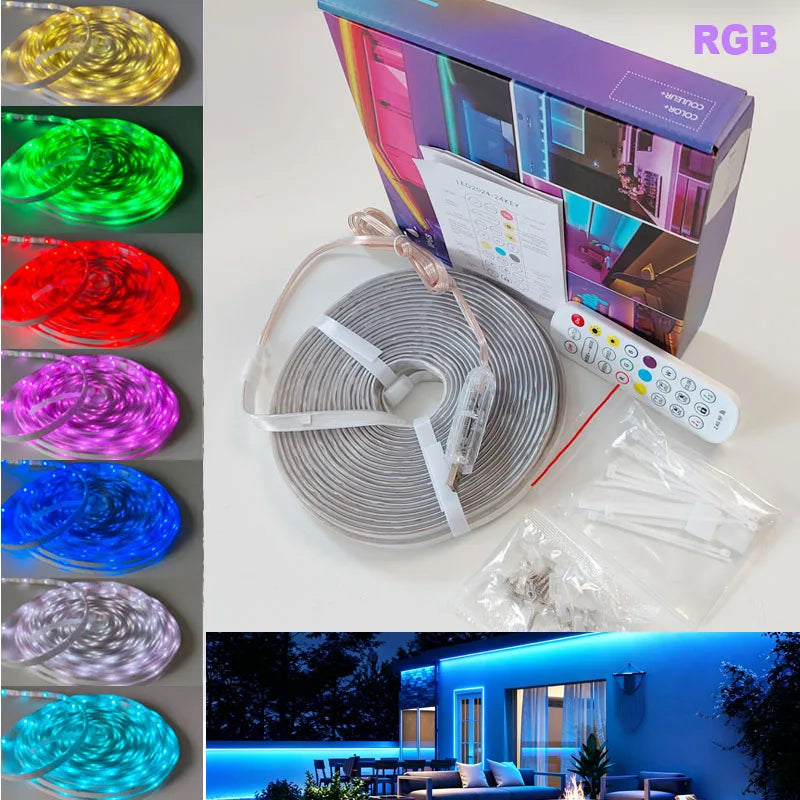 5M 10M 15M Outdoor Waterproof RGB-IC LED Strip Light,Music Sync USB DC 5V Flexible Lamp Tape For Indoor Outdoor Home Decor