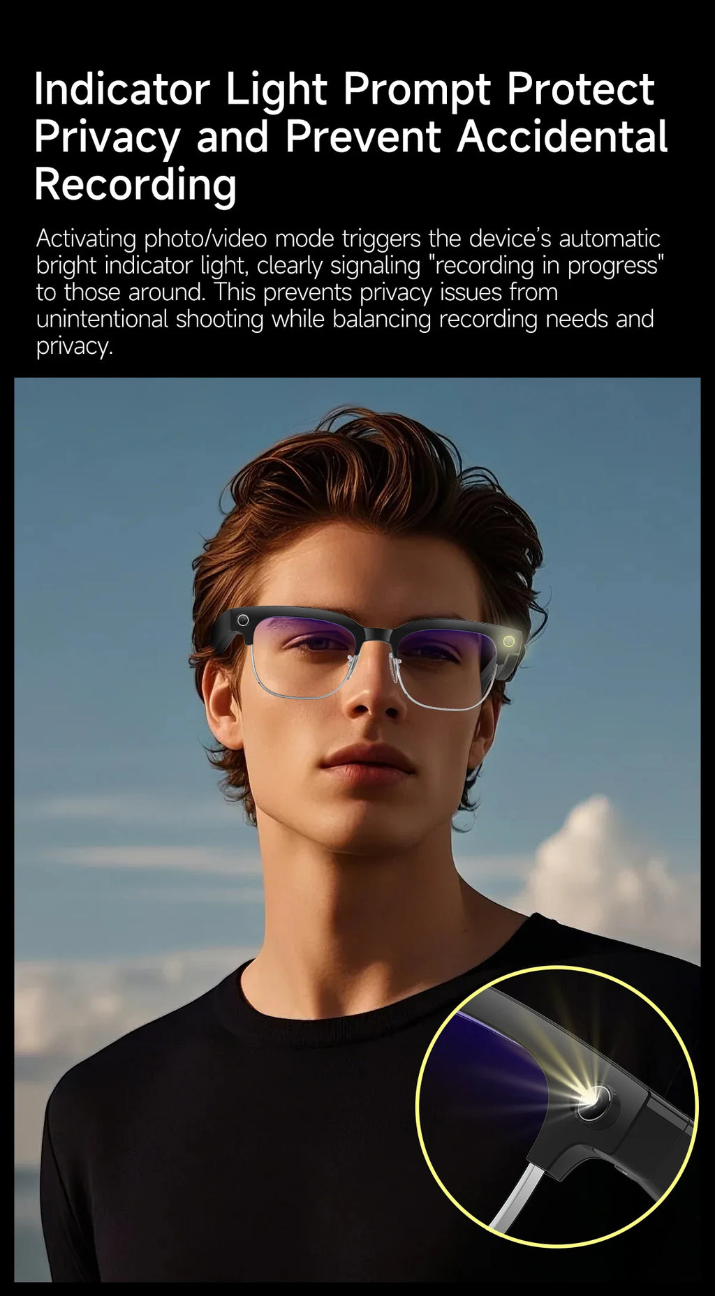 2026 New 4K HD 800W Pixel Dual-Camera Smart Glasses Men 1200P Video Recording AI Chat WIFI Transmission Translation Call Glasses