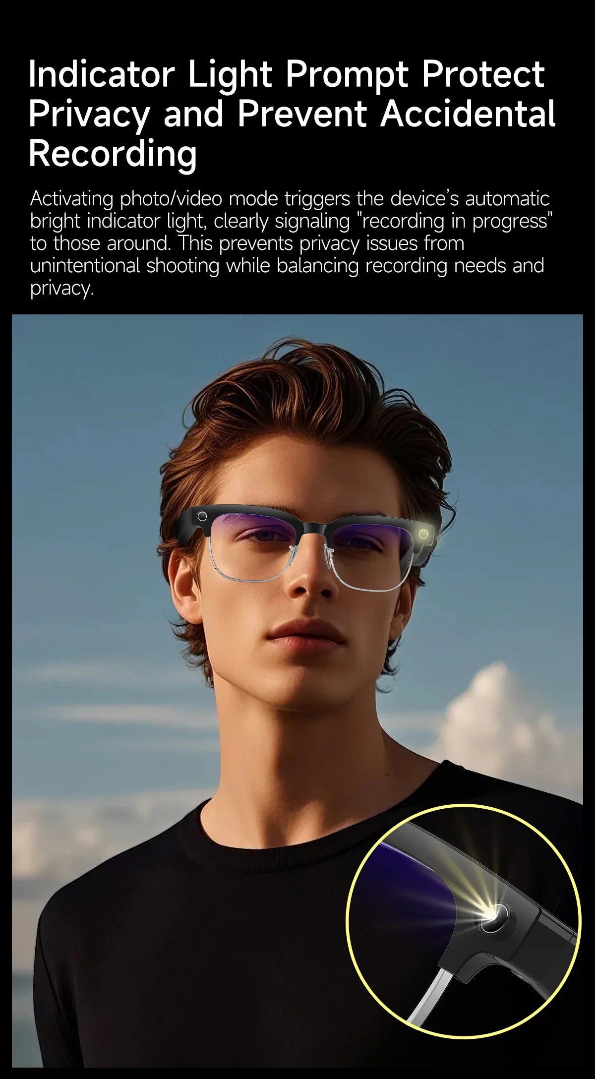 2026 New 4K HD 800W Pixel Dual-Camera Smart Glasses Men 1200P Video Recording AI Chat WIFI Transmission Translation Call Glasses