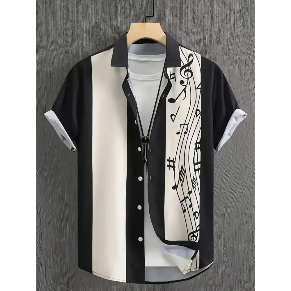Hawaiian Shirt Summer Crisp Simple Everyday Men's and Women's Lapel Button-Down Top Oversized Cool Summer Casual Men Clothing