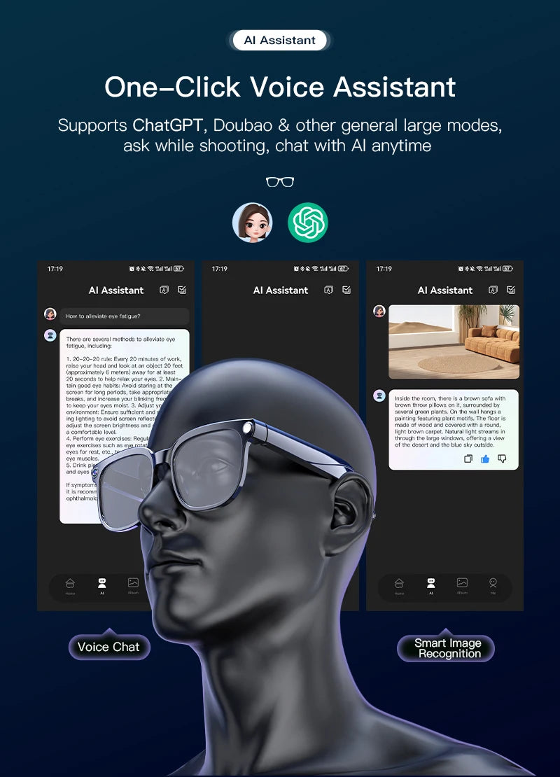 2026 New Smart Glasses Men 4K 8MP HD Camera Video Recording Language Translation ChatGPT WIFI Bluetooth Call Audio Glasses Women