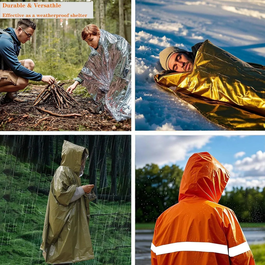 Camping Raincoat Waterproof Survival Emergency Outdoor Multifunction Reflective Clothing Camping Gear Survie Hiking