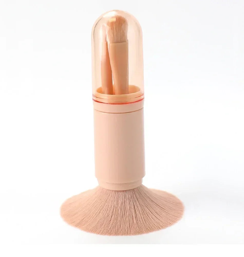4 In 1 Retractable Makeup Brushes Set Soft Bristles Kabuki Foundation Eye Makeup Brush Portable Travel Cosmetic Touch Up Brush K