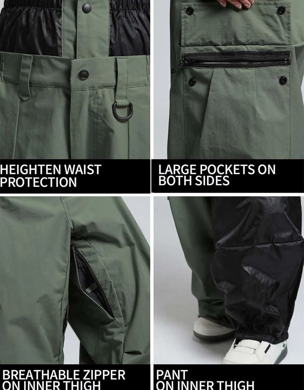 GSOU SNOW 2025 Loose Skiing Pants Snowboard Sport Trousers Outdoor Waterproof Windproof Ski Wear Winter Warm Female Ski Britches