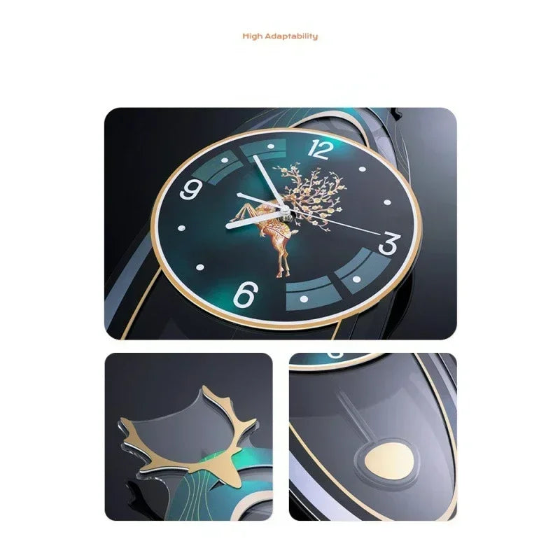 Modern Light Luxury Clock Wall Clock Living Room Creative Simple Home Fashion Atmosphere Wall Wall Clock Lamp Home Decor R8O8C2