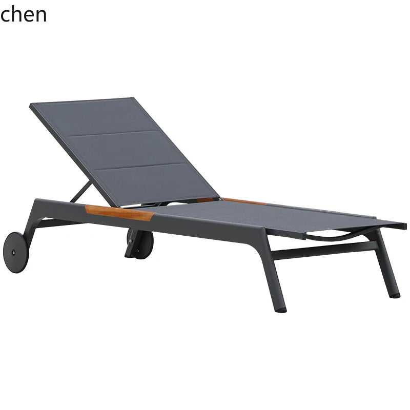 ZML Outdoor White Hotel Pool Sun Lounge Waterproof Seaside Beach Bed