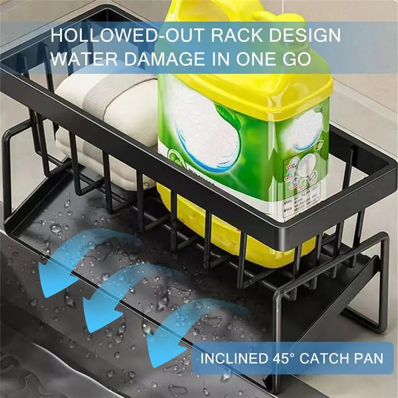 A36T-Kitchen Sink Organizer Rack,Kitchen Rack, Household Sink Tableware Drain Storage Rack,Sponge Detergent Storage Rack