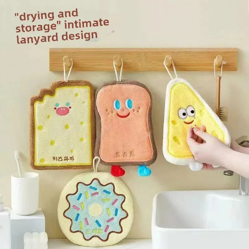 Towel Home Decor Hanging Hand Towels for Kitchen Bathroom, Super Soft Hand Dry Towels with Hanging Loops, Cute Cartoon Towels