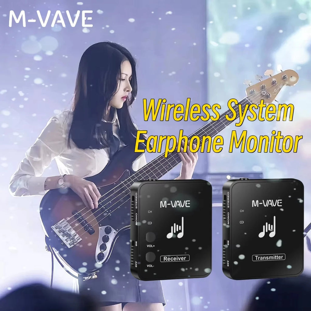 M-VAVE WP-10 2.4G Wireless In-Ear Monitor IEM System,Rechargeable Transmitter & Receiver with Volume Control/for Studio/Live