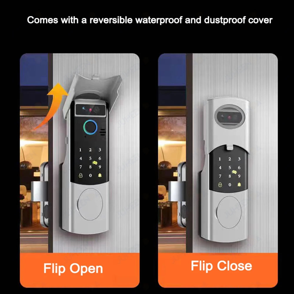 Tuya Wifi Video Intercom Doorbell Waterproof Double-sided Fingerprint Rim Lock Remote App Electronic Face Recognition Smart Lock