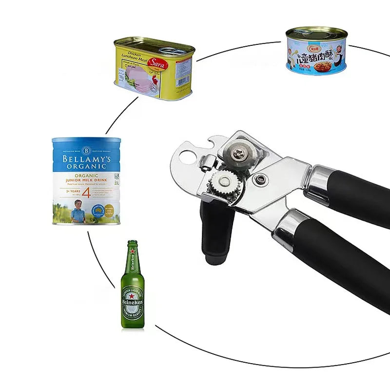 Stainless Steel Can Opener Multifunctional Grip Opener Side Cut Professional Tins Bottle Opener Kitchen Gadgets