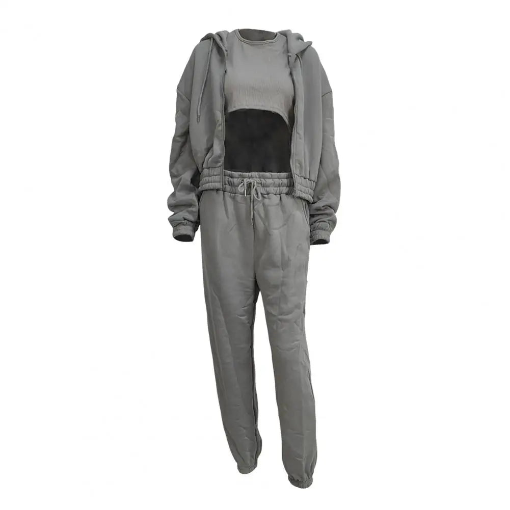 3 Piece Sweatsuits Set for Women Fleece Zip Up Hoodie Sweatshirt Tank Top Jogger Sweatpants Set Fall Casual Tracksuit Outfits