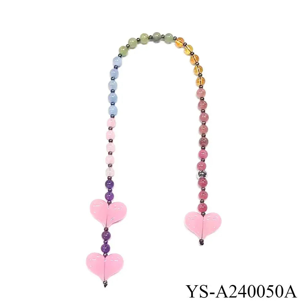 Y2k Love Bead Hanging Chain Bag Charm Women Accesories Red Love Heart Bags Charms Colorful Beads Chain Fashion Lady Jewelry