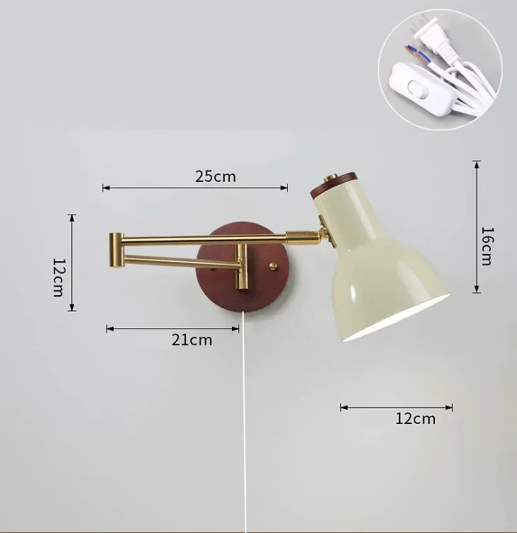 LED Bedroom Bedside Wall Lamp Swing Arm Wall Light Folding Telescopic Study Reading Lamp Study Decor Sconce Lighting