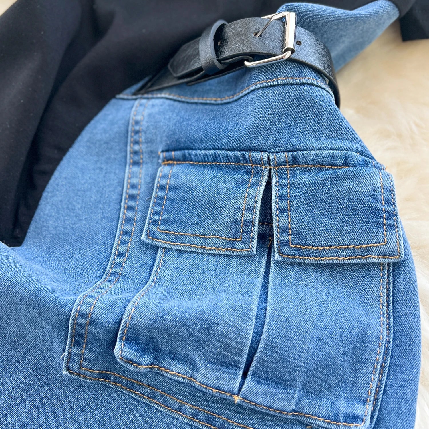 Women Design Contrast Color Splicing Denim Slim Mid-length Short-sleeved Temperament Youth Woman Summer Dress