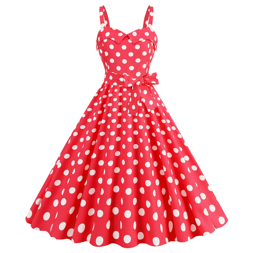 Vintage Classical Polka Dot Printed Dress Women's Sexy Sling Strap Wrap Chest Dress Valentine's Day Streetwear Spring Summer
