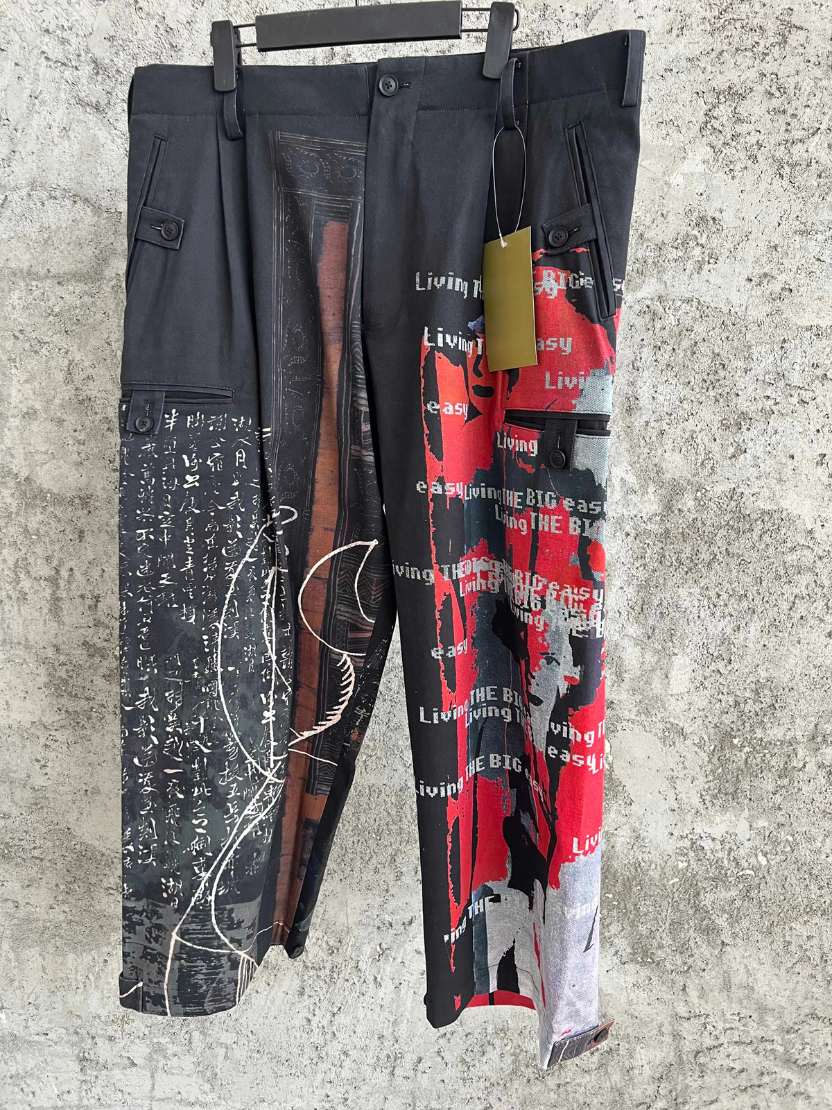 TOP-YAMAMOTO pure cotton printed wide-leg pants