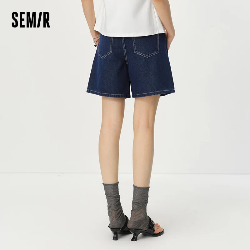 Semir Women Pants Denim Cool Feeling Antibacterial Vintage Distressed A Line Straight Leg 2026 Summer Casual Top