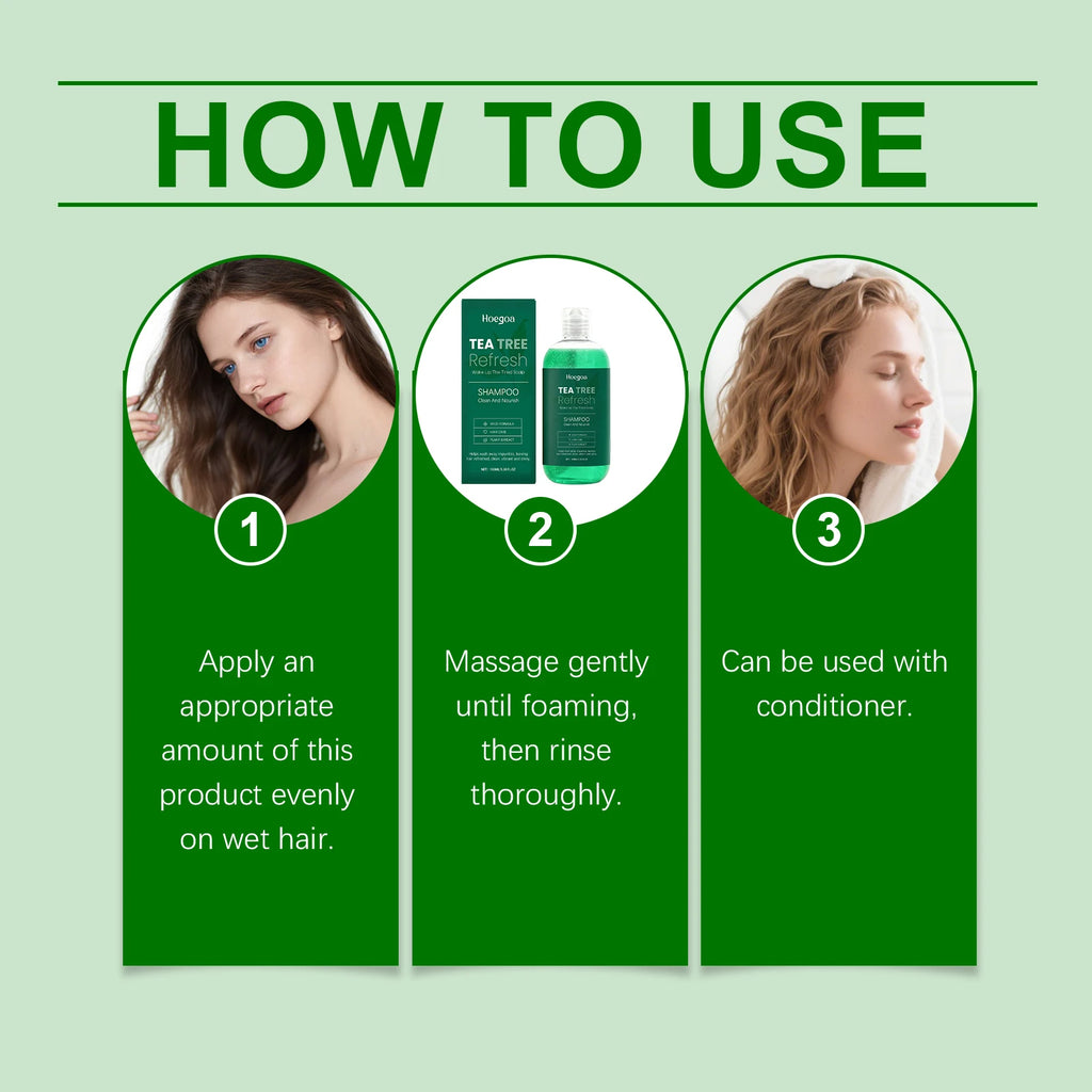 Tea Tree Essential Shampoo Natural Formula Oil Control Anti Dandruff Scalp Purifying Cleansing Soothing Moisturizing Hair