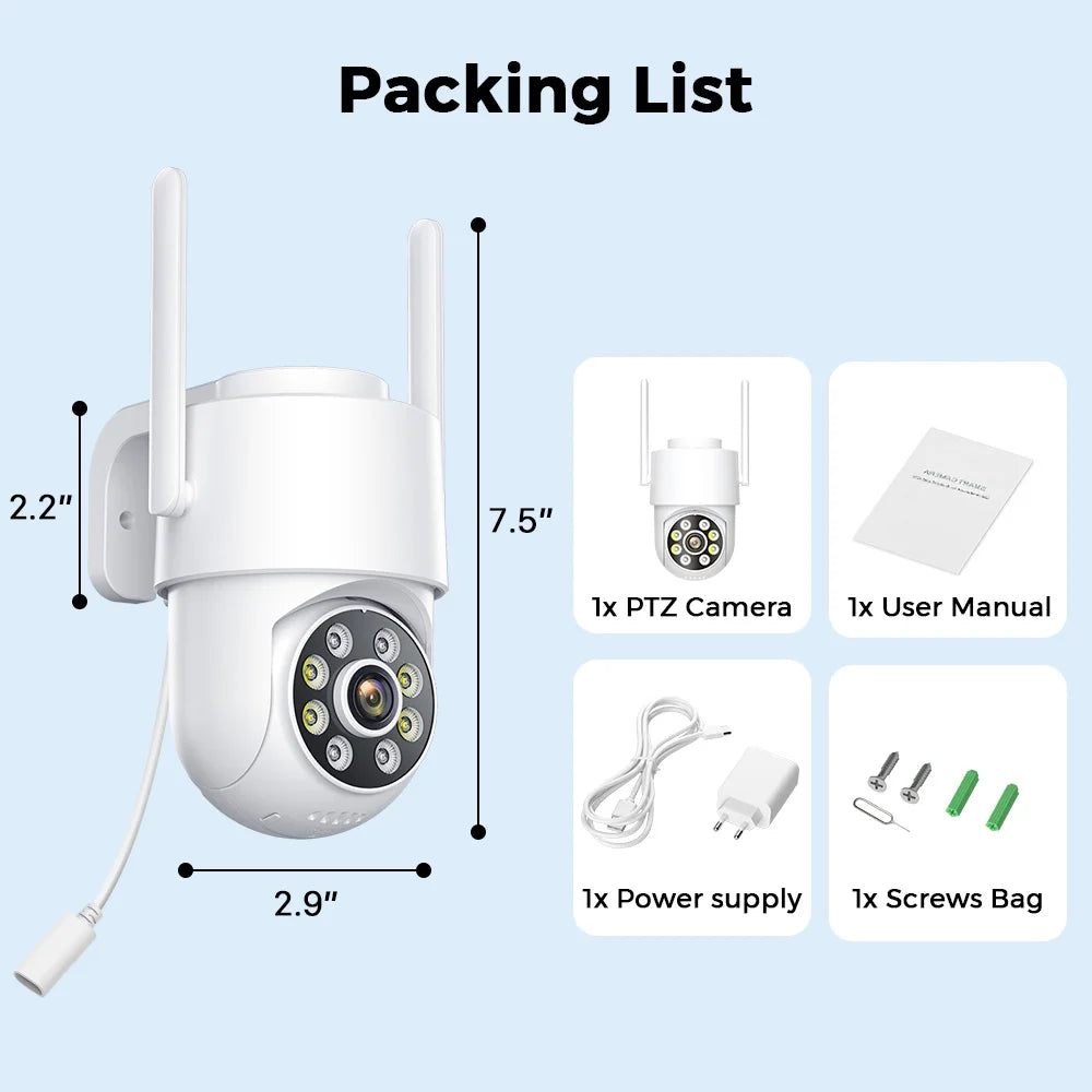 PANEPO 4MP 2K ICsee Wifi Camera Human Detection Outdoor Surveillance Camera Night Vision Two Ways Audio Home Security Protection