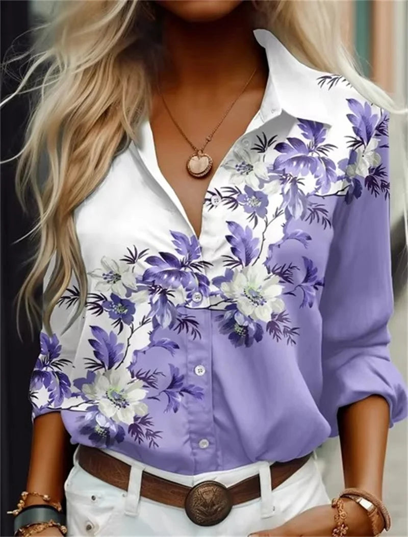 Fashion multicolour Flower Pattern 3D Print Women's Long Sleeve Shirts Autumn Women's Tops Casual Fashion Women's Clothing