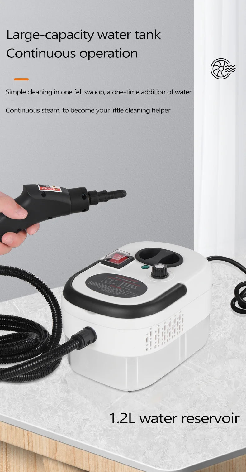 Home Steam Cleaning Machine 2500W Power 3BAR High Pressure 15s Quick Steam Generation 6‑Gear Steam Adjustment 1200CC Transparent Water Tank for Kitchen Bathroom Glass Tile Car Interior Complete Accessory Kit