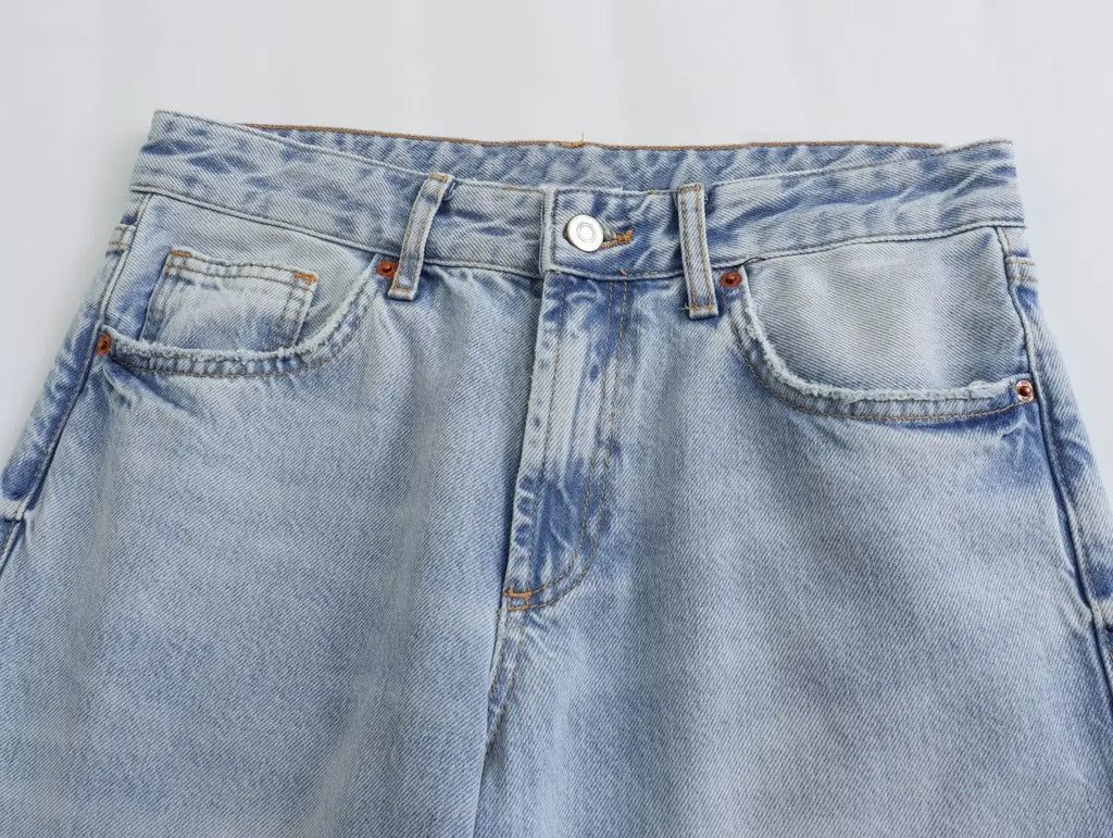 Maxdutti British fFashion Street Distressed Jeans Boyfriend Style Pants Girls Retro Loose Casual Jeans For Women Harem Denim