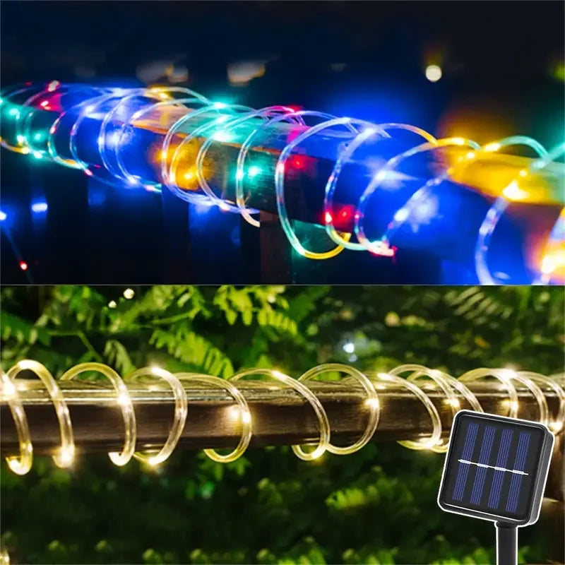 Solar String Tube Light PVC Soft Tube Outdoor Waterproof Copper Wire Light Courtyard Garden Decoration Atmosphere Flashing Light