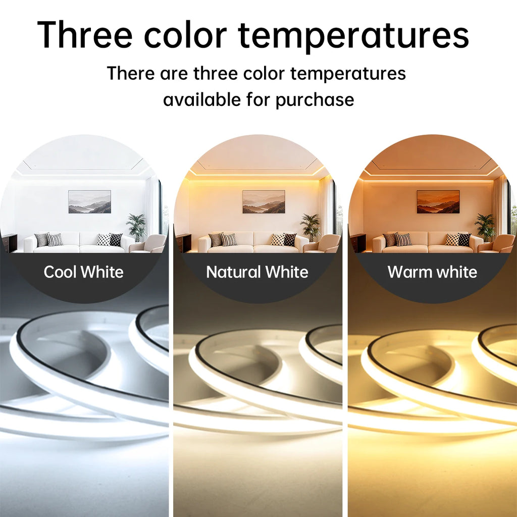 Smart WIFI App Control COB Neon LED Light Strip,Waterproof Fireproof Silicone LED Tape Light Rope DC24V, Room Decor Smart Home