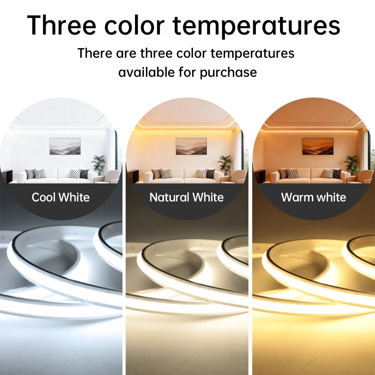 Smart WIFI App Control COB Neon LED Light Strip,Waterproof Fireproof Silicone LED Tape Light Rope DC24V, Room Decor Smart Home