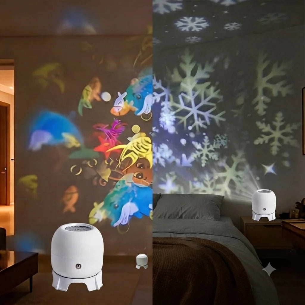 LED Ocean Projector Light 360° Rotating USB Powered Ambient Light Portable Dynamic Night Lamp for Travel Camping Use