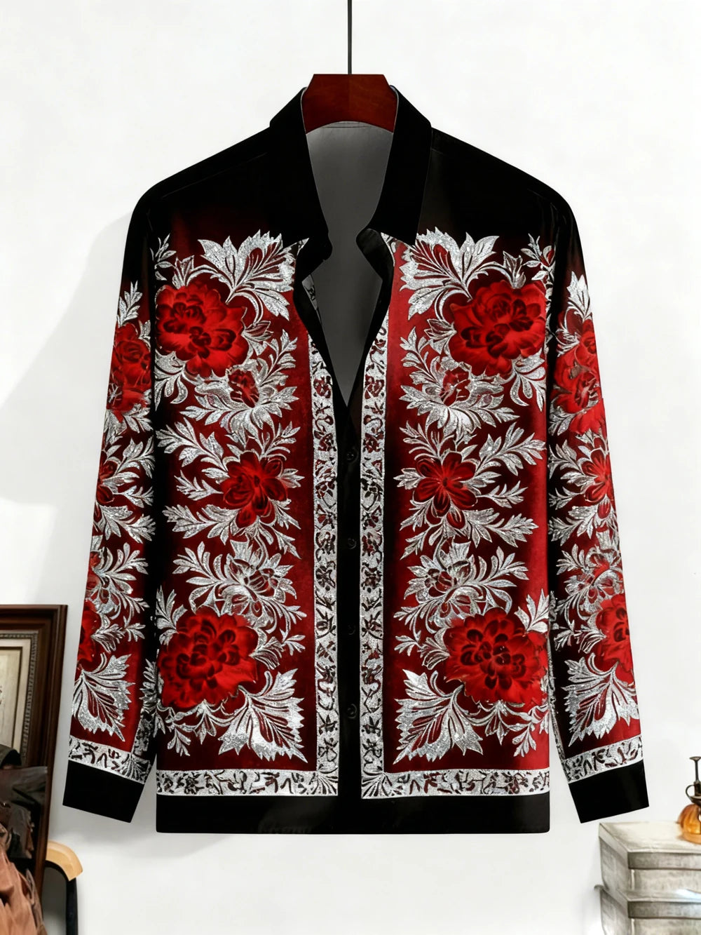 New's Men's Retro Simple Casual Shirt Natural Plant Landscape Painting Golden Flower Shirt Hawaii Beach Vacation Clothes for Men