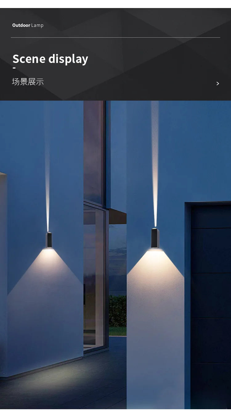 6W 10W 20W Outdoor LED Wall Lights Up and Down Narrow Beam COB Aluminium Wall Sconces Porch Light Garden Waterproof Spotlight
