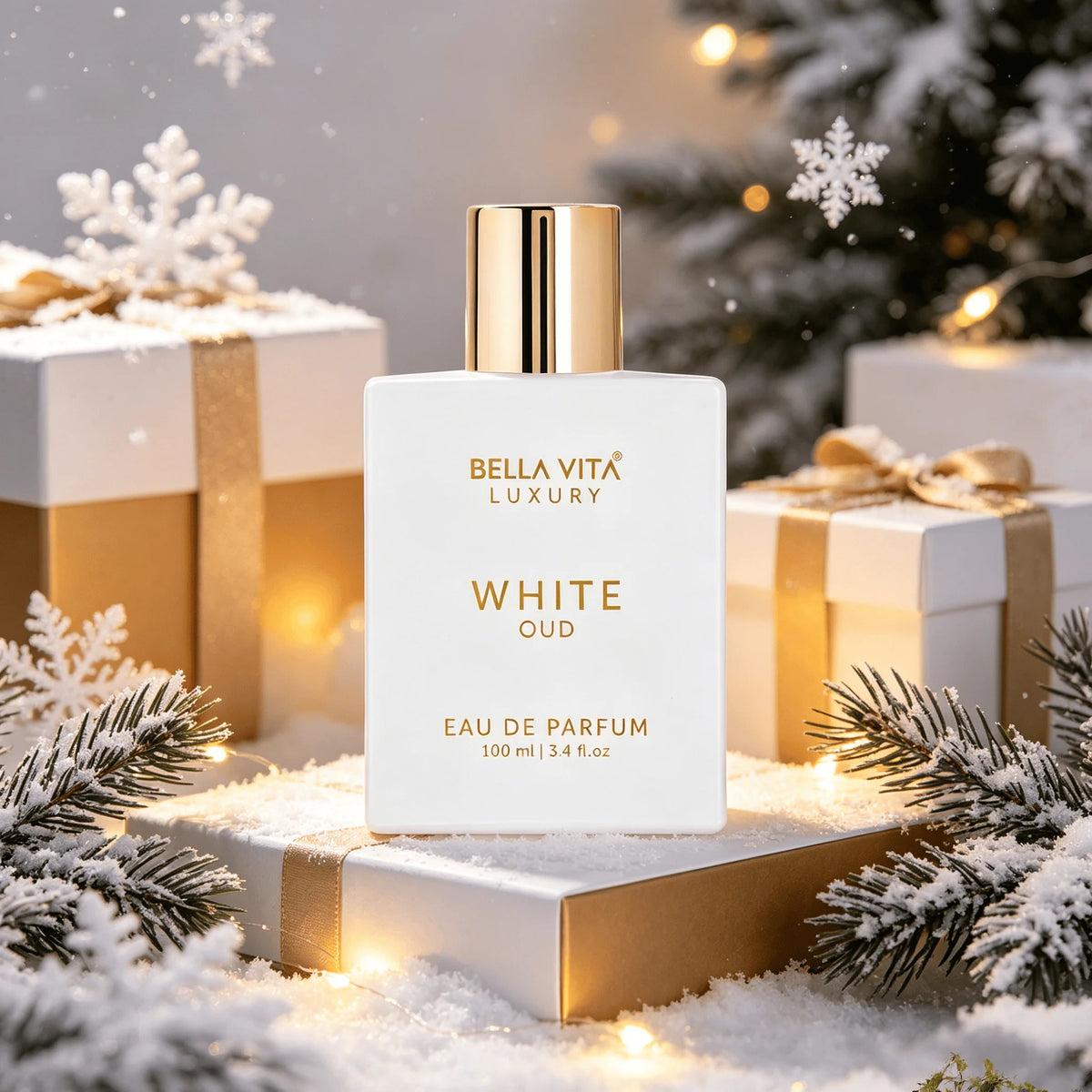 BELLA VITA LUXURY White Oud 100ml Unisex EDP Spray Long Lasting Elegant Oud Woody Cologne White Matte Bottle Holiday Gift Package