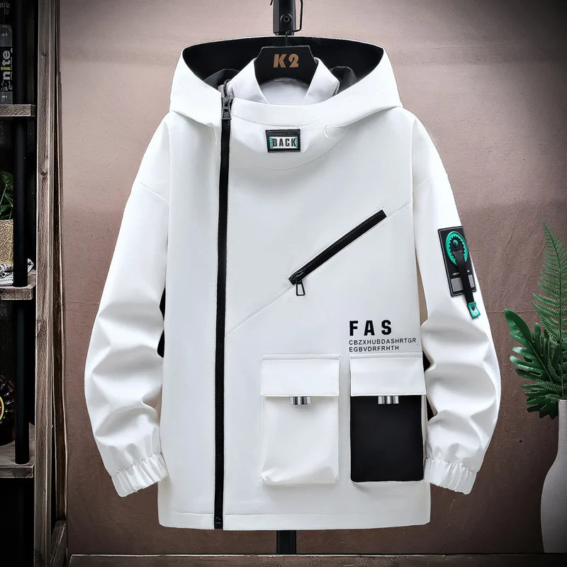 Fashion 2026 Spring Autumn Men's Casual Hooded Jackets Outdoor Zipper Windbreaker Coats Streetwear Plus Size M-4XL Tops Clothing