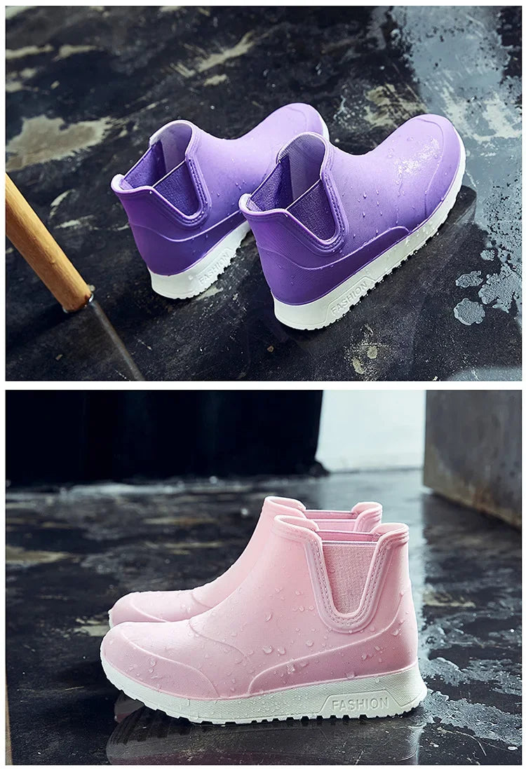 Rain Shoes for Lovers Rubber Shoe Platform Ankle Boots Autumn Winter Slip on Booties Boots for Men Waterproof Work Botas Hombres