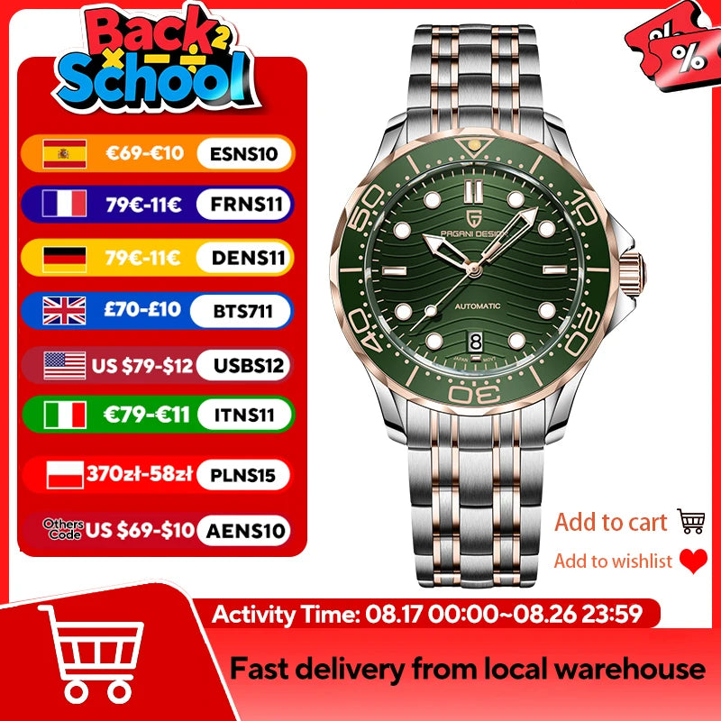 PAGANI DESIGN 2026 New Top Brand Luxury Automatic Watch Men AR Sapphire crystal Mechanical Wristwatch Men Miyota 8215 Movt Clock