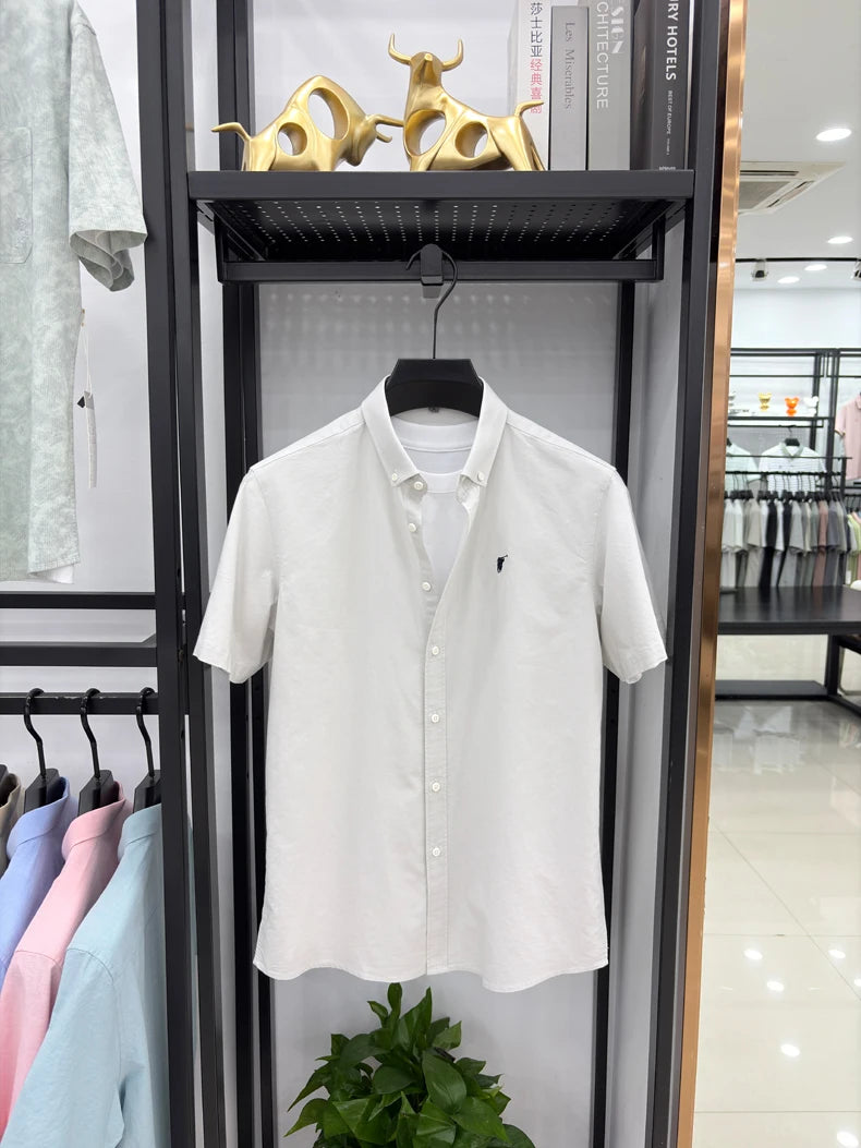 100% cotton short sleeve shirt summer classic solid color luxury brand Paul embroidery fashion business golf casual men's wear