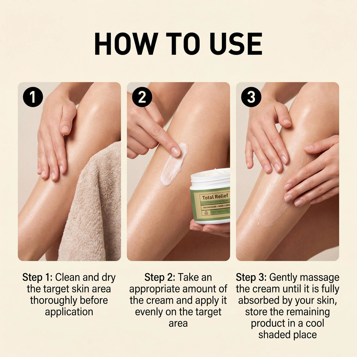 Total Relief Magnesium Soothing Cream Relieve Nerves Tension Reduce Muscle Discomforts Daily Joint Care Fast Absorb Body Cream