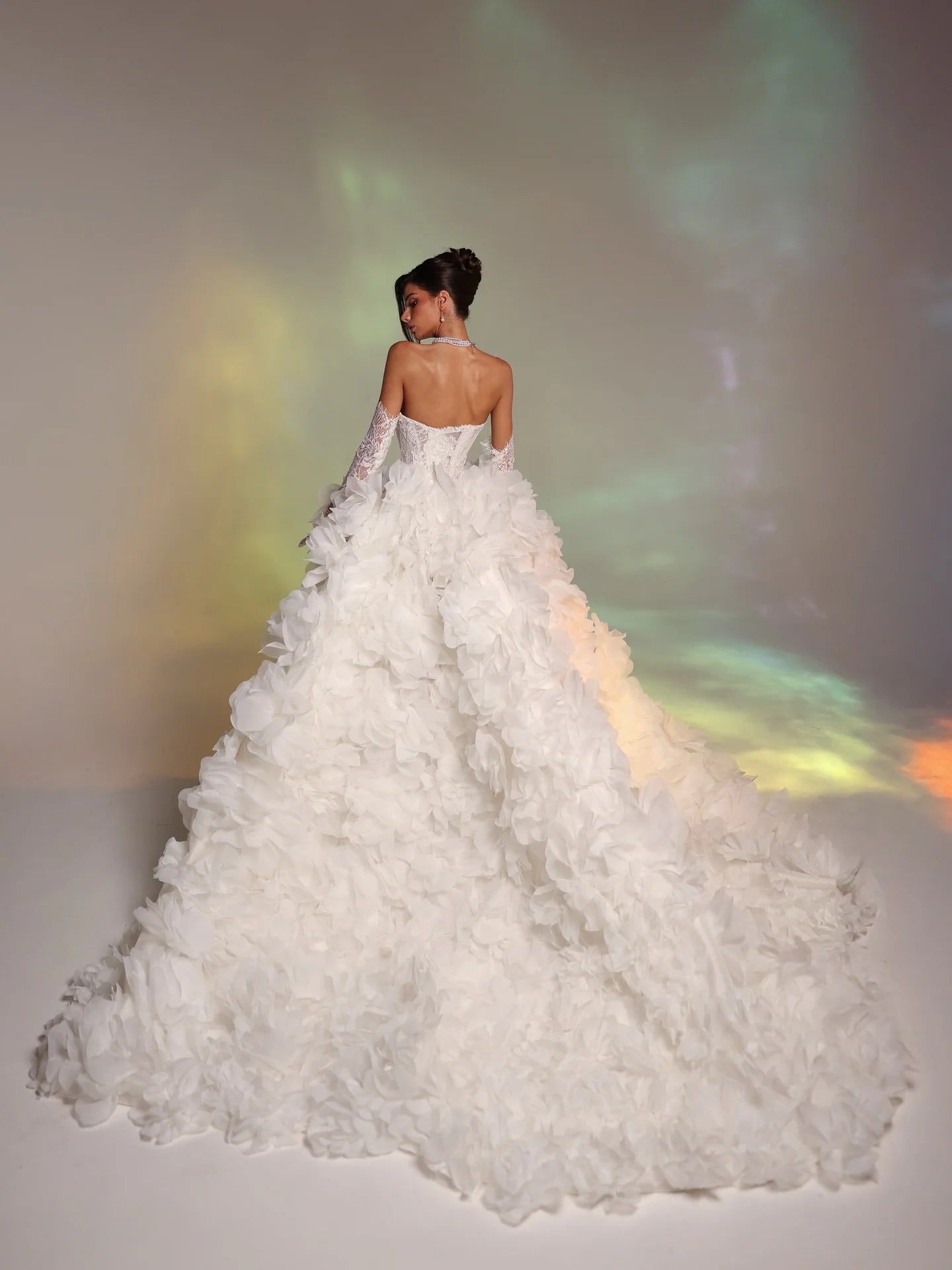 White Lace Wedding Dress Bridal Gown Luxury High Low Hem Train Prom Dress Strapless Puffy Ruffled Dressing Gowns Customized 2026