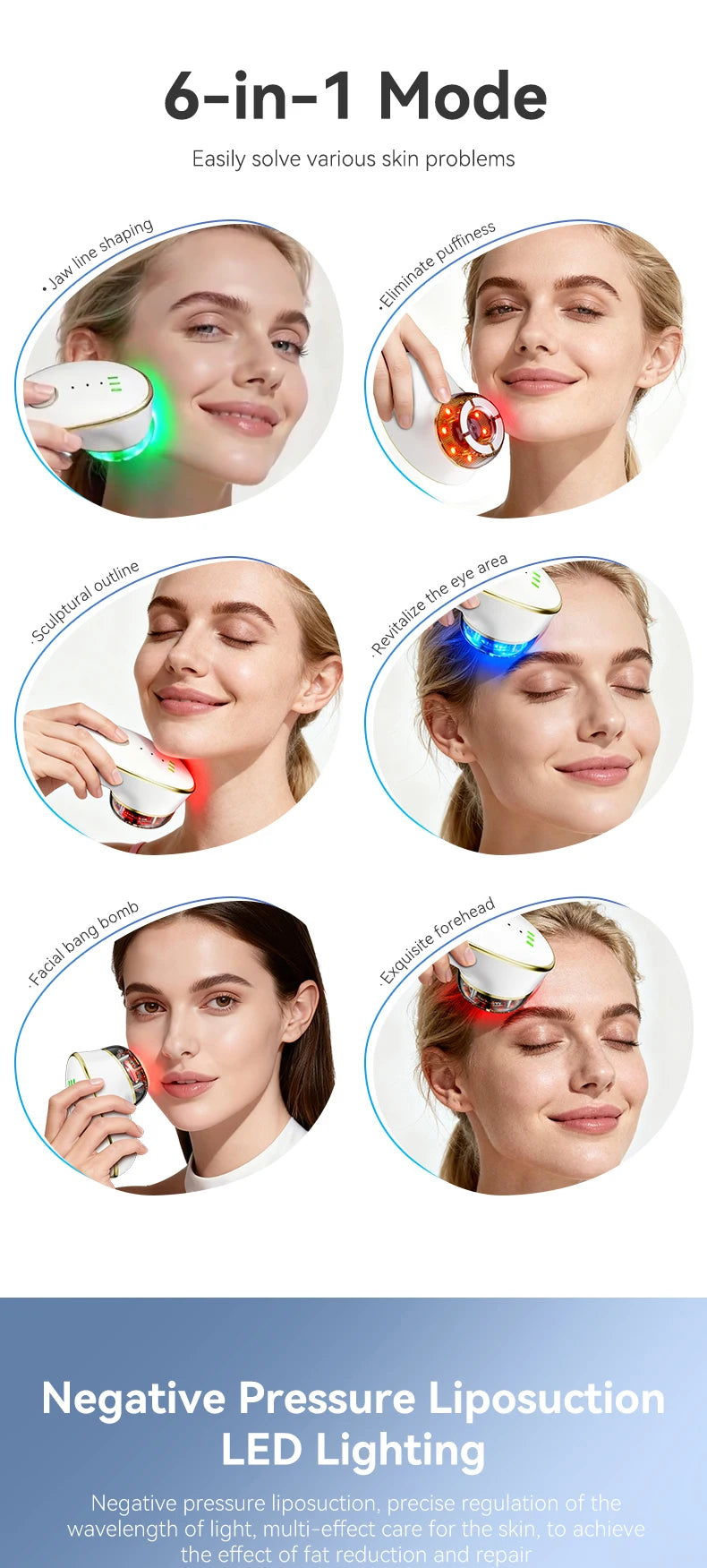 7 In 1 EMS Face Body Sculpting Massager With 3-Level Suction Strength Adjustment Function Used For Face Skin Tightening