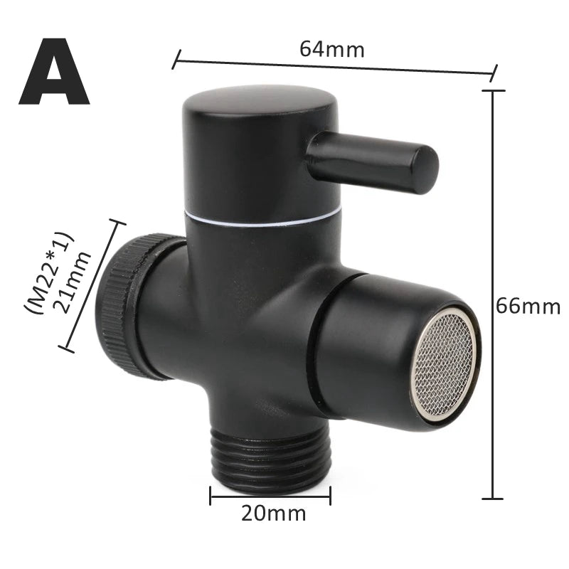 Black Brass Shower Arm Adapter G1/2’’ G3/4 Shower Diverter Valve For Handheld Shower Head Bathroom Kitchen Accessories