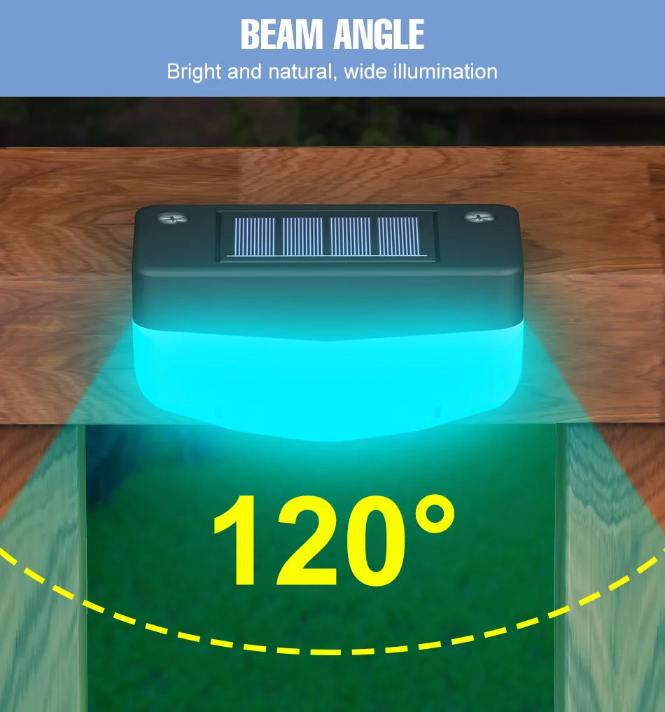 Solar LED Lamp Outdoor Stairs Step Lights Waterproof Garden Courtyard Railing Fence Corridor Atmospheric Decoration Lighting