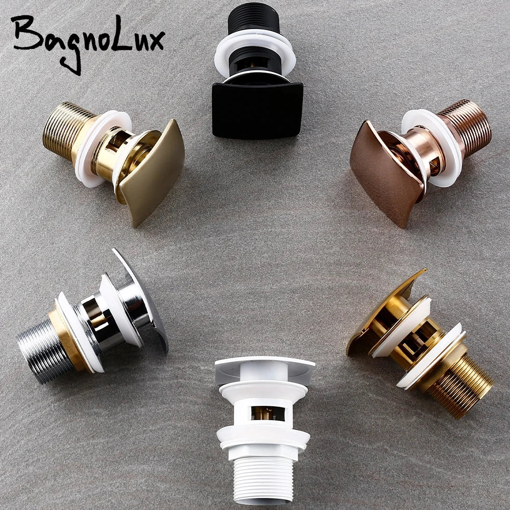 Gold Black Brass White Gunmetal Corrosion Resistant Easy To Installl Pop Up Button Square Hole Bathroom Basin Sink Drainer