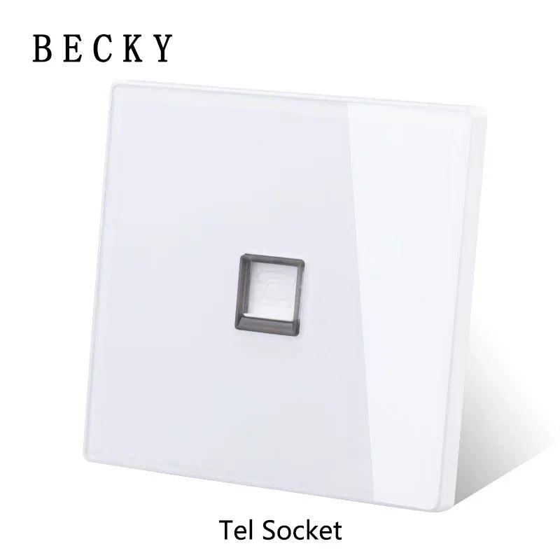 White Tempered Glass Work Driving Arm Wall Light Switch Led Indicator Light EU UK Standard 1/2/3/4gang Bedroom Usb Switch Socket