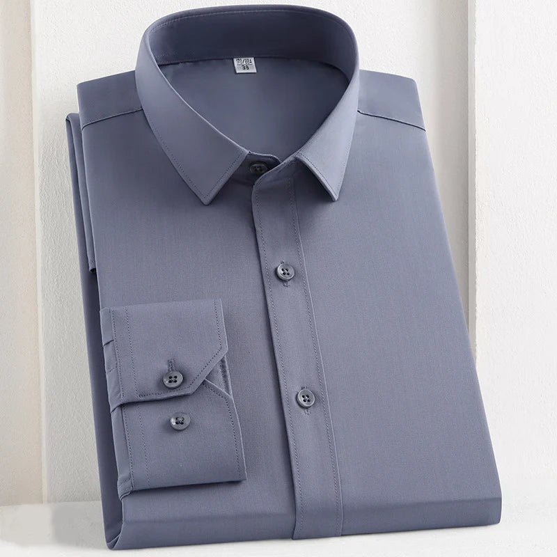 Bamboo Fiber Men's Shirt Long Sleeve Anti-Wrinkle Dress Shirts For Men Slim Fit Camisa Social Business Formal White Office Shirt