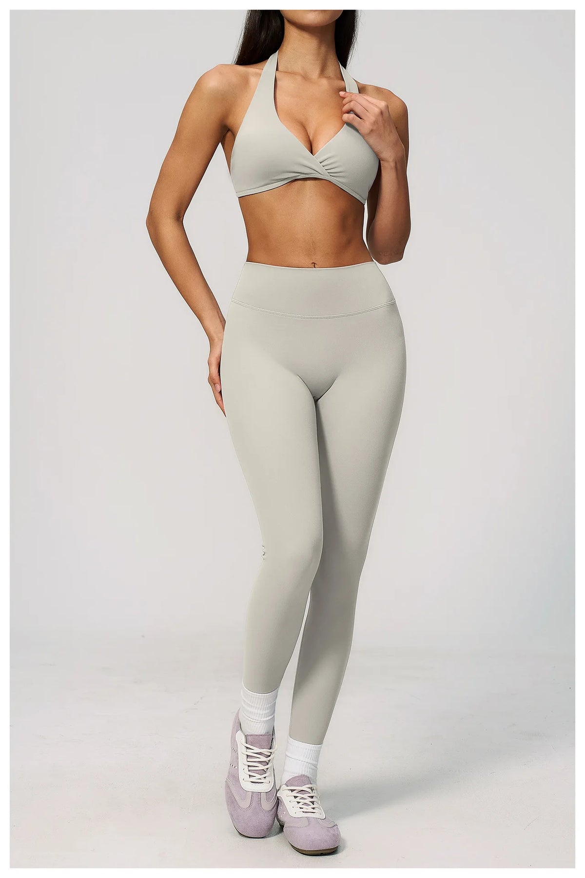 Women Tracksuits 2PCS Yoga Suit Gym Outfits Workout Clothing Deep V Workout Bra High Waist Butt Lift Pants Outdoors Sports Set