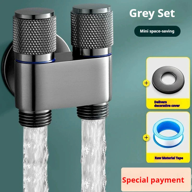 Hygienic shower toilet cleaning companion portable bidet sprayer head double outlet angle valve wall-mounted stainless steel set